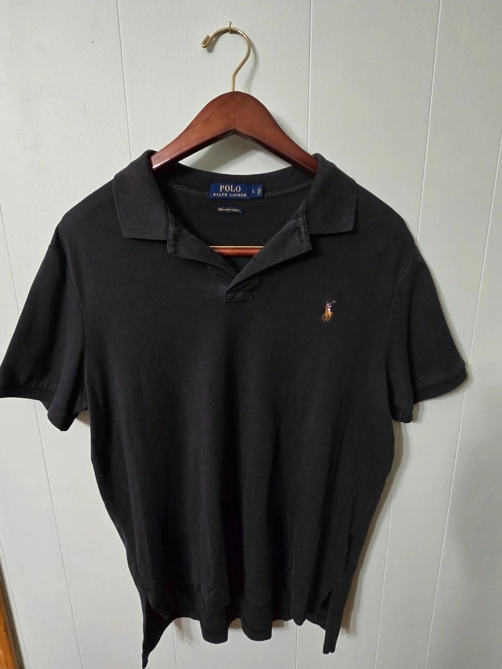Ralph Lauren Black Polo with Small Multicolor Pony Emblem